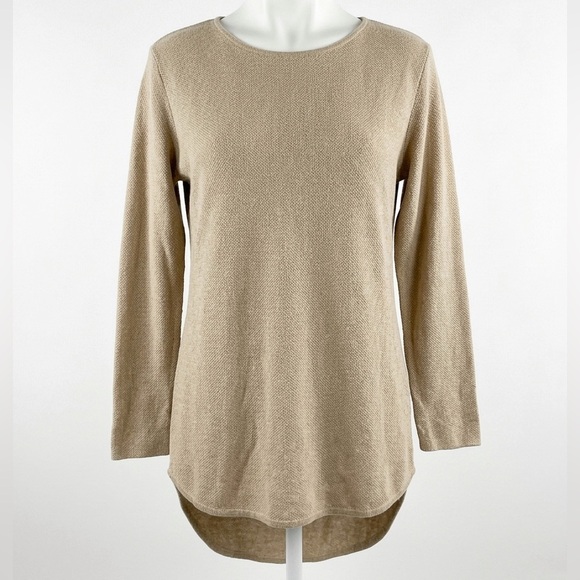 Michael Kors Tops - Michael Kors Beige and Gold Hardware Long Sleeve Knit Top Size Medium
